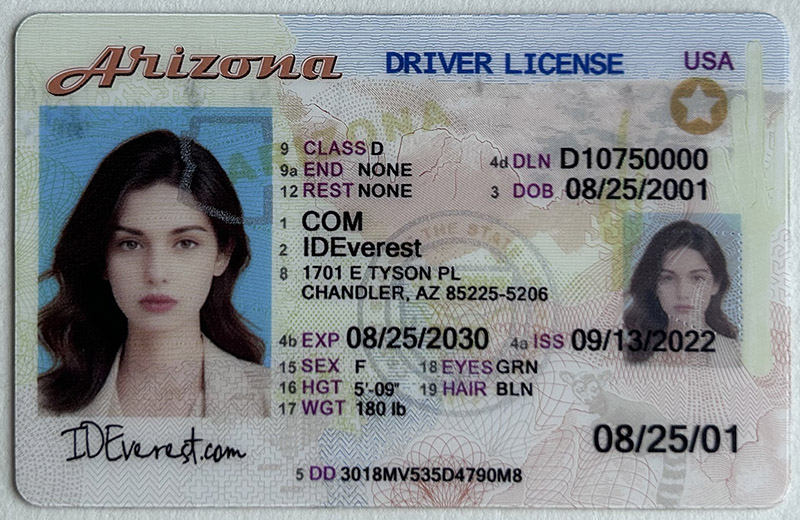 Scannable Fake Arizona Driver's License