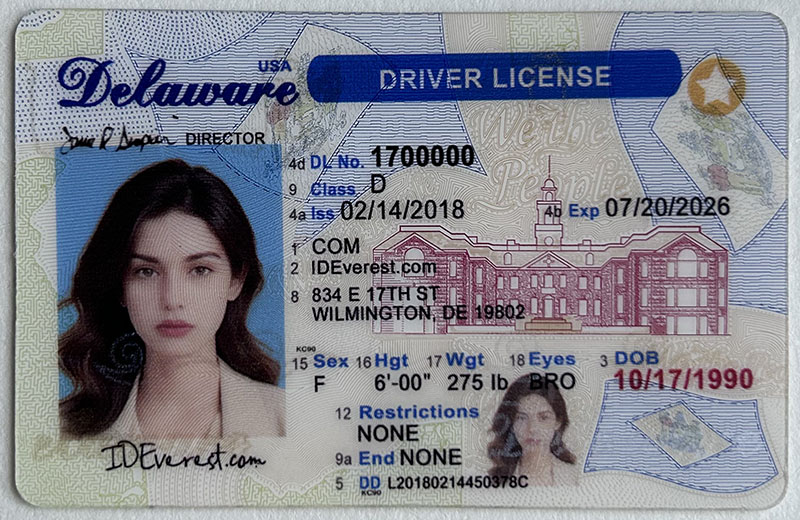 Scannable Fake Delaware Driver's License