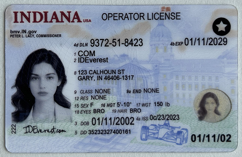 Scannable Fake Indiana Driver's License